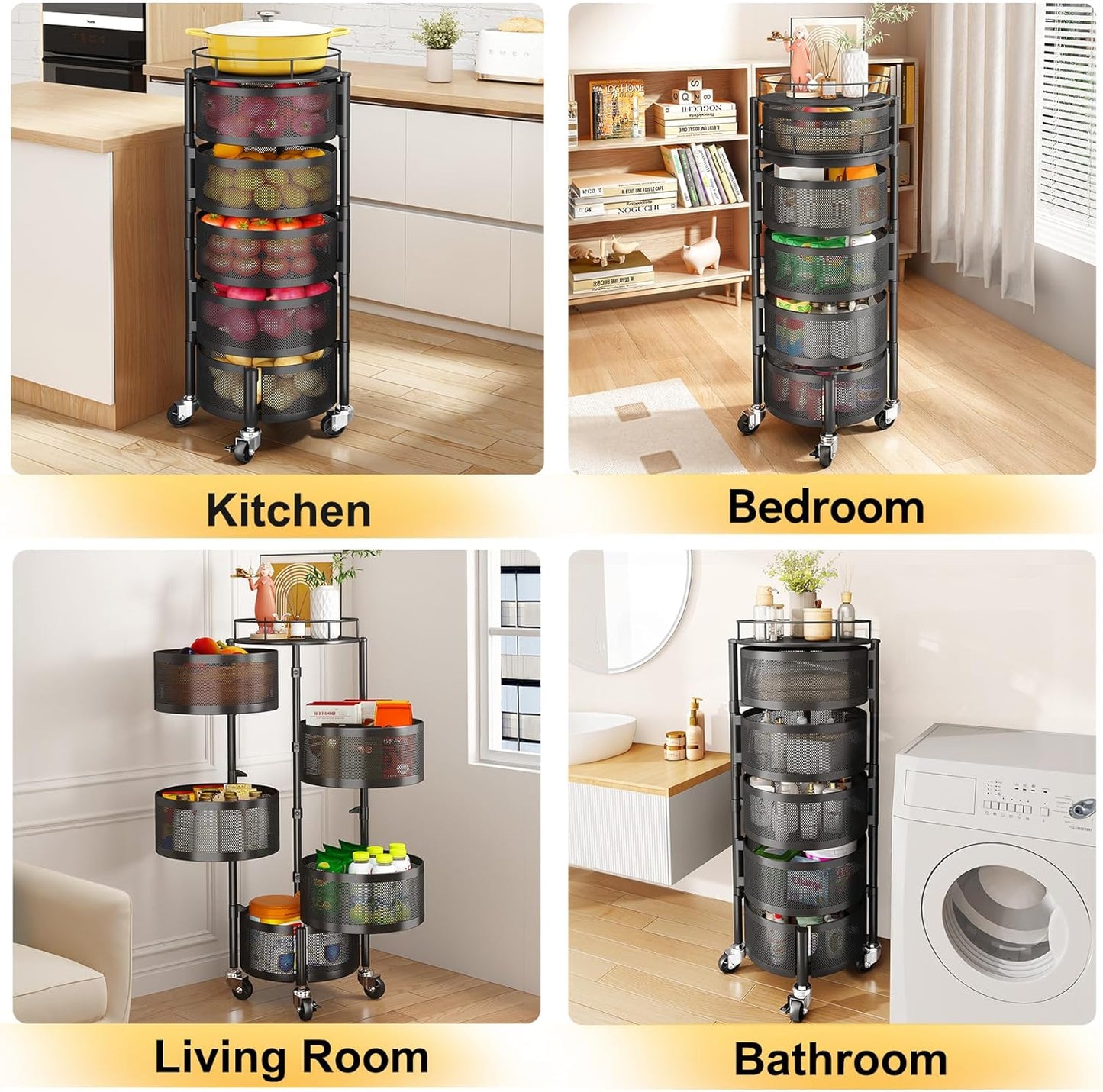 5-Tier Rotating Fruit & Vegetable Storage Rack