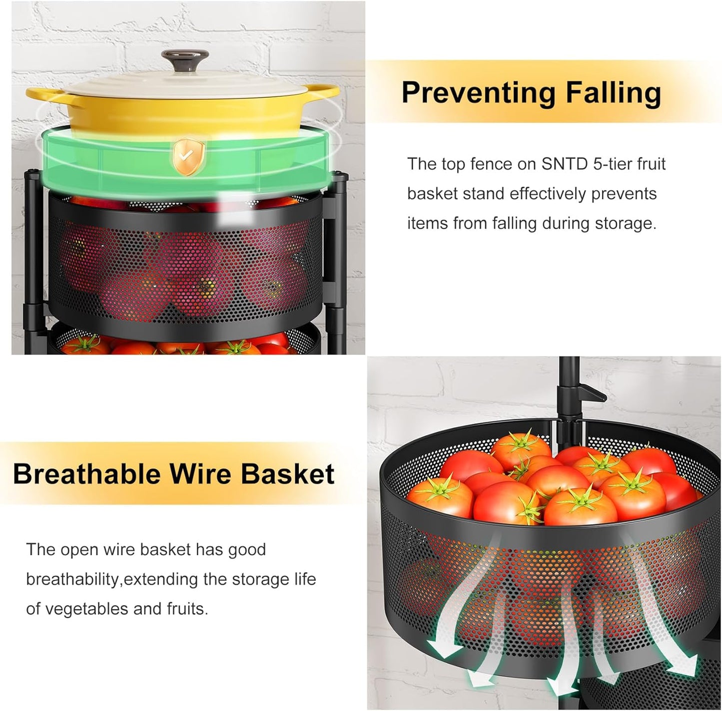 5-Tier Rotating Fruit & Vegetable Storage Rack