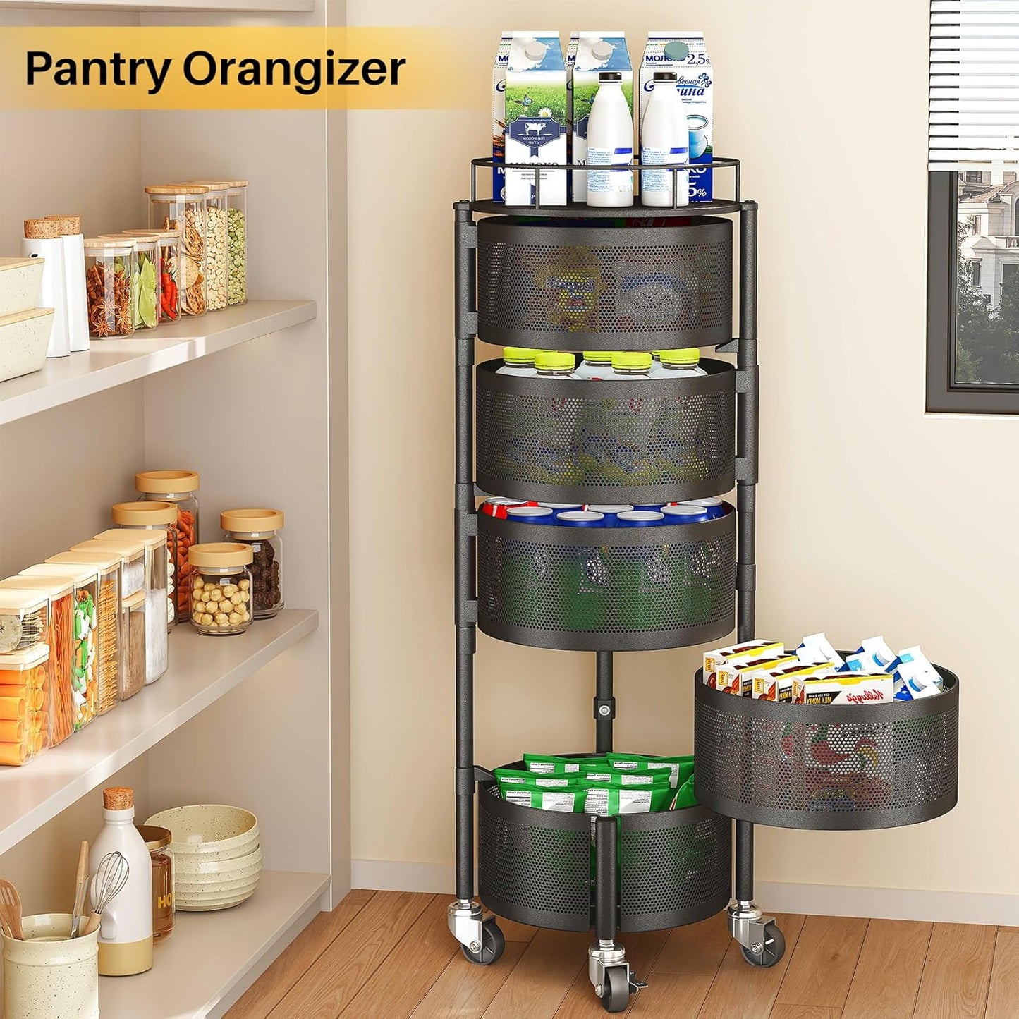 5-Tier Rotating Fruit & Vegetable Storage Rack