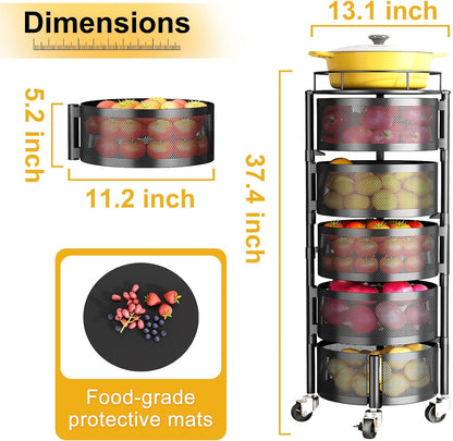 5-Tier Rotating Fruit & Vegetable Storage Rack