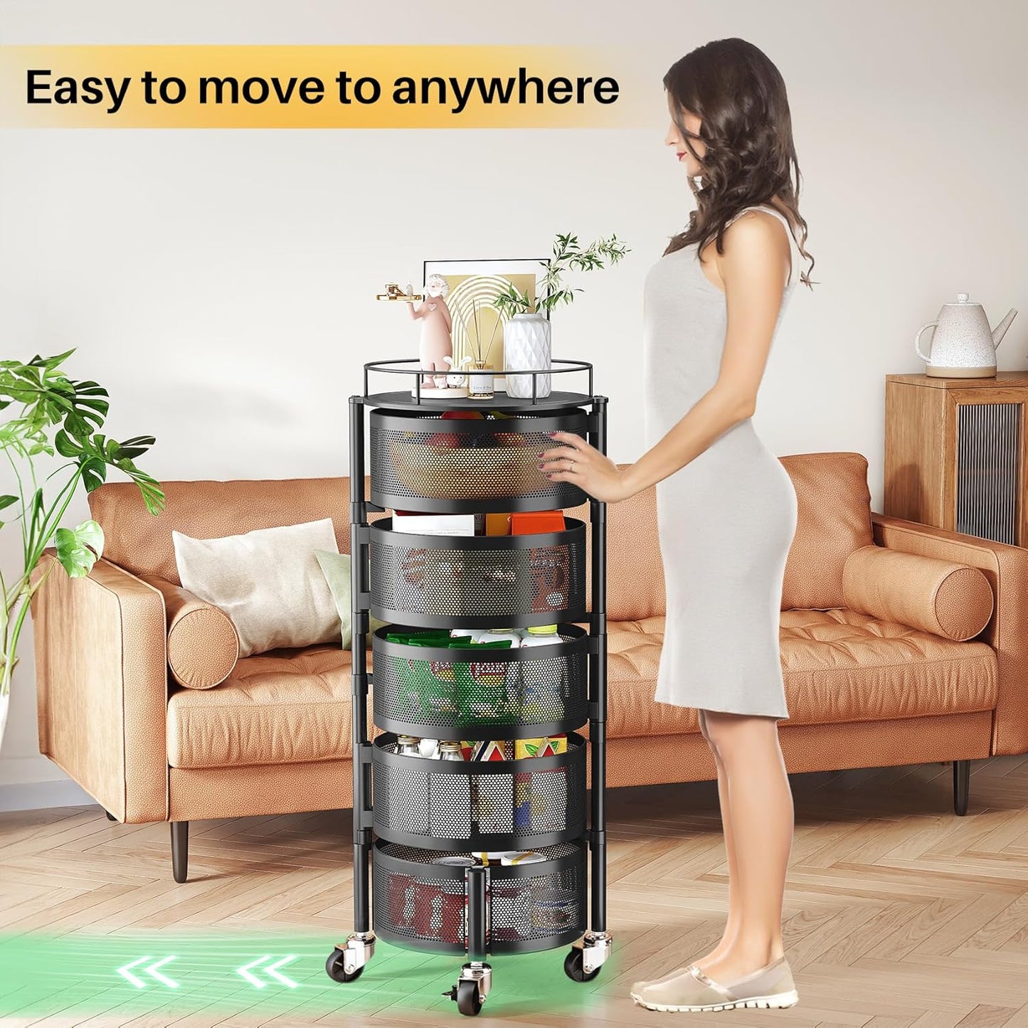 5-Tier Rotating Fruit & Vegetable Storage Rack